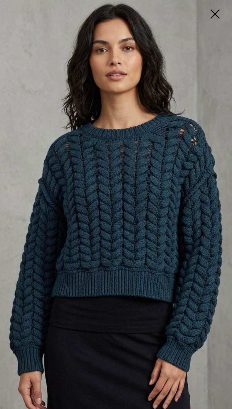 KBB by Kahlana Braided Knit Sweater Navy Size S